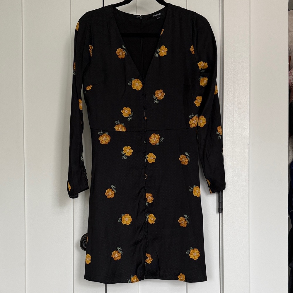Madewell Black floral and dots dress